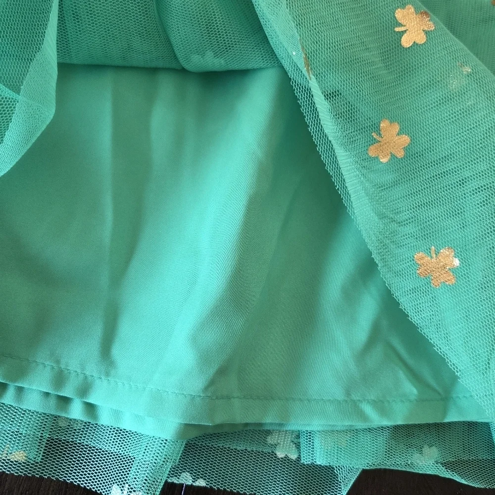 Cat & Jack New Shamrock Green & Gold Tutu Skirt Girls Medium (8) Dance Dress up